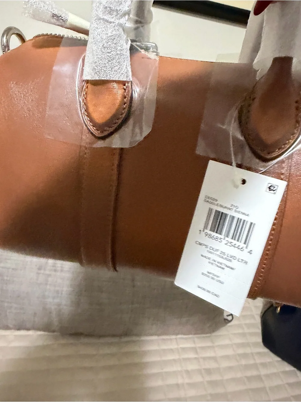 Coach Tan Leather Barrel Bag with Top Handles